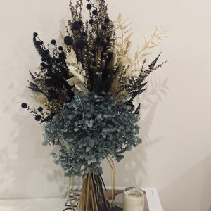 Monochrome Dried Flower Bouquet, Black and White Dried Flowers