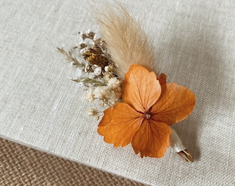 TERRACOTTA buttonhole for men groom groomsman — dried florals flowers — preserved boho flowers — wedding boutonnière — bridal