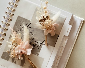 PASTEL PINK Boutonnière buttonhole for men groom groomsman — dried florals flowers — preserved boho flowers — wedding boutonnière — bridal