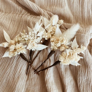 IVORY GARDEN Hair Clips l Dried Flower Boho Hair Pins For Wedding l Hen Party l Bridesmaid l Leafy Feather Hair Accessories image 4