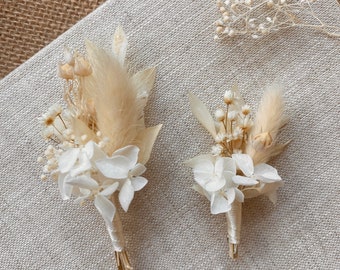 WHITE Boutonniere Flower l Ivory Floral Buttonhole Brooch l Dried Flower Accessories For Groomsmen l Wedding Anniversary Gift