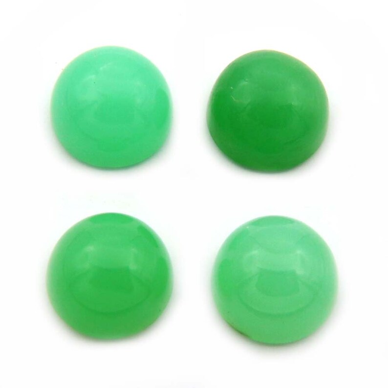 Chrysoprase Natural Loose Gemstone Round Cabochon 7mm 4Pcs Calibrated size AAA Quality