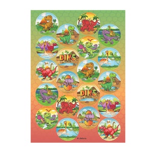 Dinosaur cupcake toppers fondant paper 3.4 cm Ø birthday