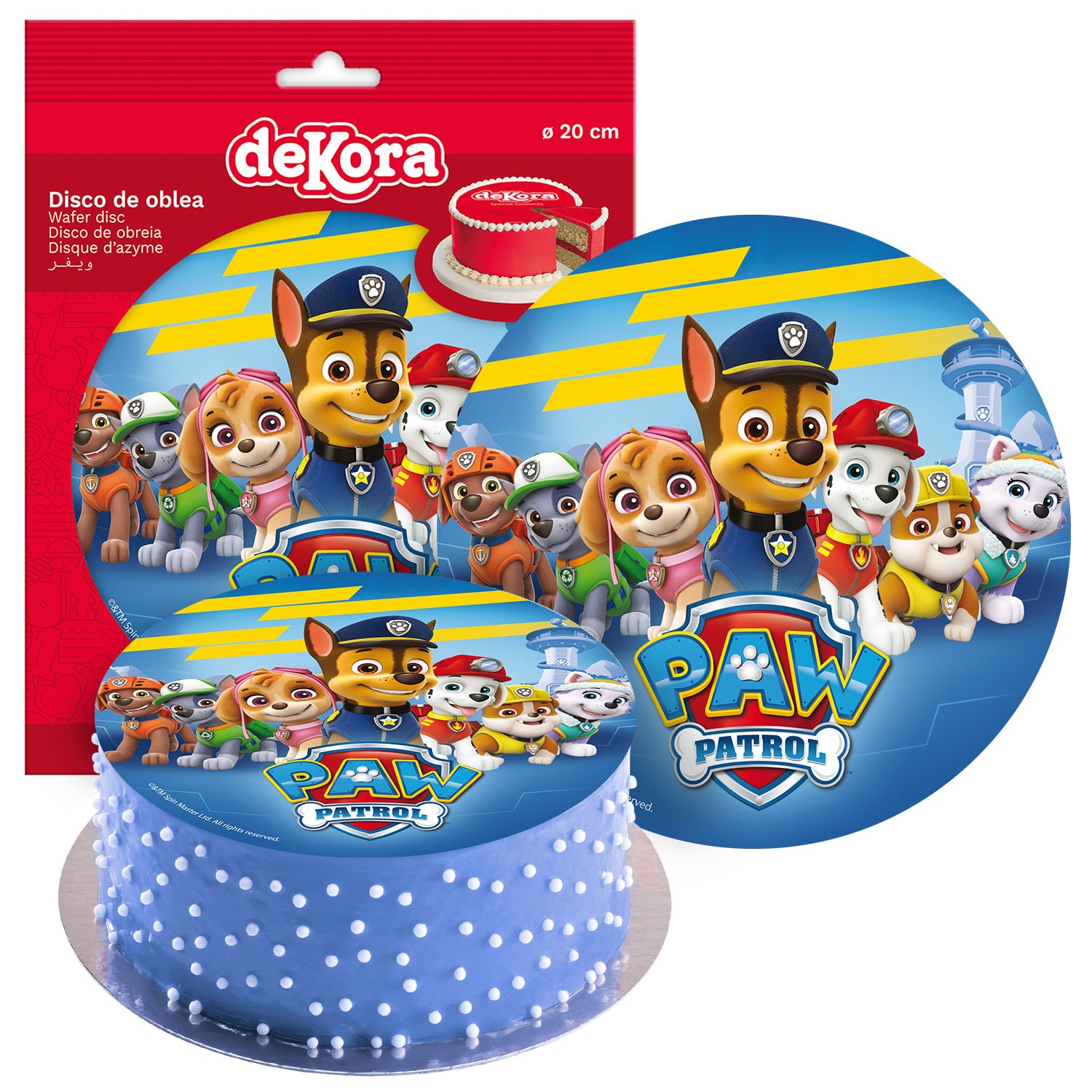 6 DISCOS OBLEA EN FOIL PARA TARTAS PATRULLA CANINA CON CHASE, SKYE,  MARSHALL Y ROCKY 20 CM – Dekora