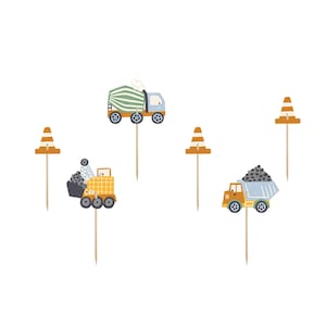 Construction site cake topper set for cakes, pies and muffins