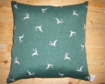 Pillow Cover Deer green-cream double fabric
