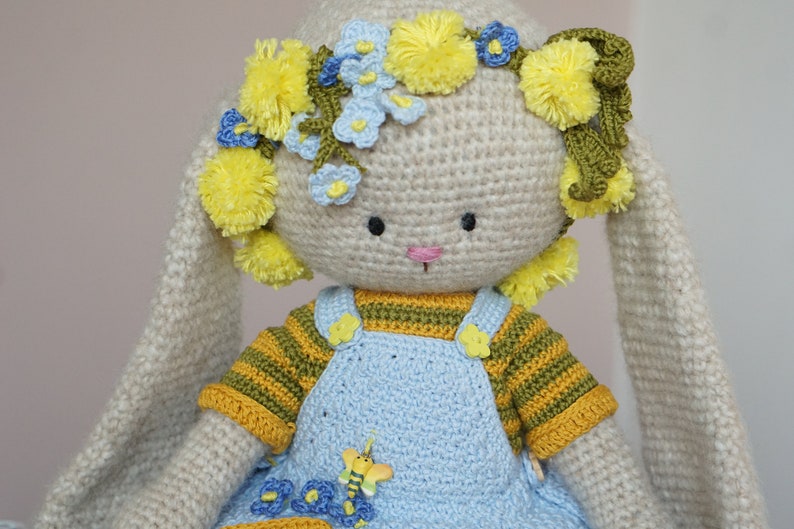 Exclusive Hand-crocheted Bunny Farmgirl stuffed plush animals by PolushkaBunny