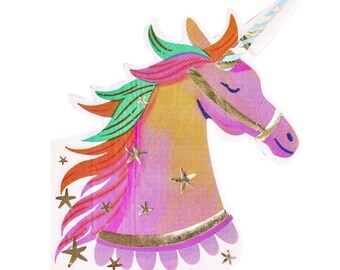 Servilletas de papel para fiesta de princesa hada unicornio (x16), decoraciones de cumpleaños para niñas