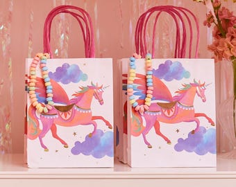 Bolsas de fiesta de princesa hada unicornio (x6), decoraciones de cumpleaños para niñas