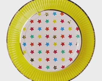 Platos de fiesta Estrella Fugaz (x8), Estrella de Feliz Cumpleaños, Fiesta de Cumpleaños Arcoíris