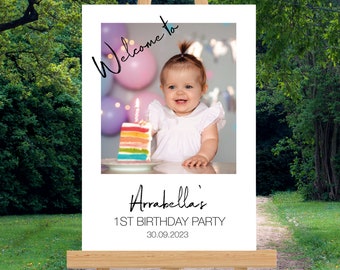 Personalised 1st Birthday Photo Sign Birthday Sign First Birthday Photo Welcome Sign