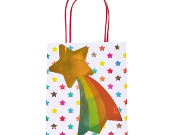 Bolsas de regalo para fiesta de estrella fugaz (x6), Estrella de feliz cumpleaños, Fiesta de cumpleaños arcoíris