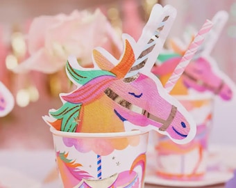 Servilletas de papel para fiesta de princesa hada unicornio (x16), decoraciones de cumpleaños para niñas