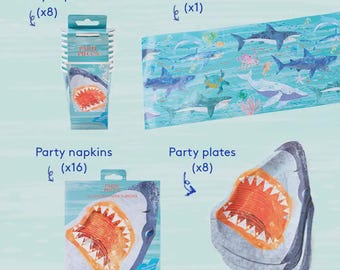Juego de mesa Rey del Mar (x8), Decoraciones para fiestas, Fiesta de tiburones