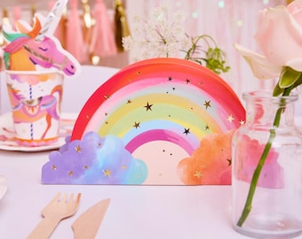 Bandejas de comida de princesa hada unicornio (x4), decoraciones de cumpleaños para niñas