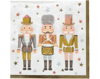 Cascanueces metálico - Servilletas de fiesta (x16), Decoraciones navideñas