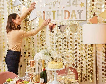 Conjunto de pancarta y pegatinas personalizadas de Feliz Cumpleaños, ¡Crea la pancarta perfecta!