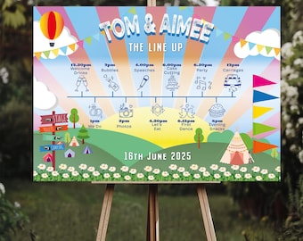 Personalised Festival Camp Order of The Day Wedding Sign Wedding Timeline Welcome Sign Order of the Day, Order of Events, Order of Service