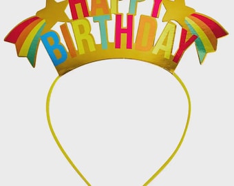 Diademas de fiesta Estrella Fugaz (x6), Estrella de Feliz Cumpleaños, Fiesta de Cumpleaños Arcoíris