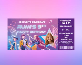 Personalised K-Pop Invitations with photo, Personalised K-Pop  Invitation with photo