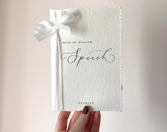 Cotton Paper Wedding speech books with Silk Ribbon / Personalised speech book / Maid of honour speech / Father of bride speech / best man