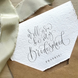 Baumwollpapier Brautjungfer Vorschlagskarte / Personalisierte Will you be my Brautjungfer Karte / Hochzeitskarte