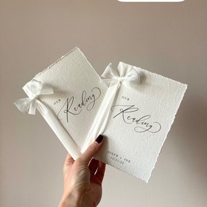 Cotton Paper Wedding Reading books with Silk Ribbon