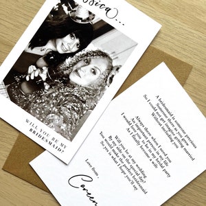Tarjeta de propuesta de dama de honor Postal fotográfica / Tarjeta de dama de honor personalizada / ¿Serás mi tarjeta de dama de honor / propuesta de fiesta nupcial