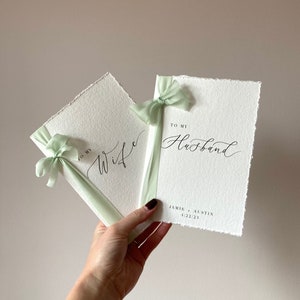 Cotton Paper Wedding Poem books with Silk Ribbon image 4