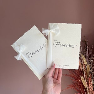 Libro de promesas de boda en papel de algodón / Promesas para él / Promesas para ella / Promesas de boda a medida / Promesas de votos matrimoniales