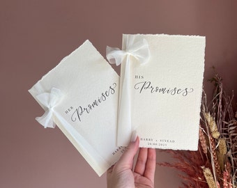 Cotton Paper Wedding Promise book | His Promises | Her Promises | Bespoke wedding promises | Wedding vow promises