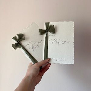 Cotton Paper Wedding Poem books with Silk Ribbon image 8