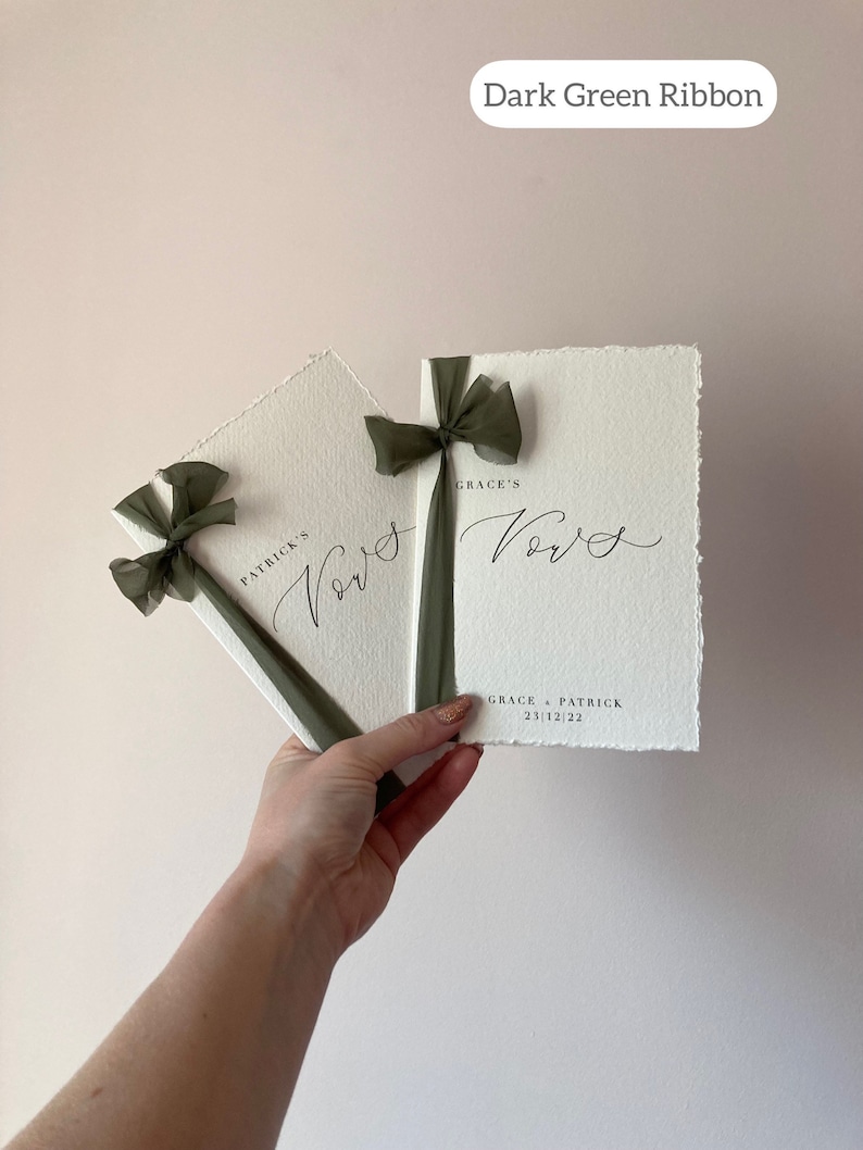 Cotton Paper Wedding Poem books with Silk Ribbon image 8