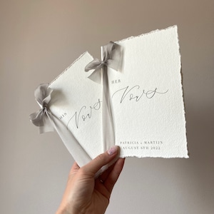 Cotton Paper Wedding Poem books with Silk Ribbon image 5