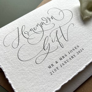 Portefeuille lune de miel en papier coton avec ruban de soie/portefeuille personnalisé pour mariage