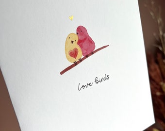 Love birds Card / Cute anniversary card / Simple anniversary card / love birds /  minimal anniversary card / bird anniversary card