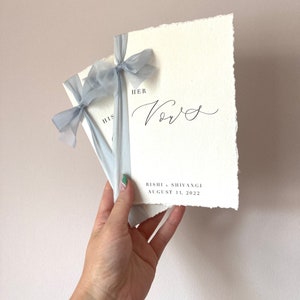 Cotton Paper Wedding Poem books with Silk Ribbon image 2