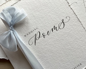 Cotton Paper Wedding Poem books with Silk Ribbon
