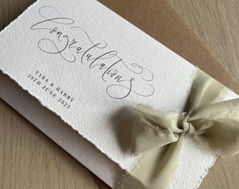 Personalised Congratulations wedding money Wallet: Cotton Paper with Silk Ribbon