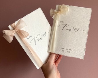 Cotton Paper Vow books with Silk Ribbon