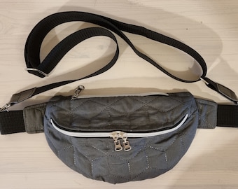 Hipbag, Bauchtasche, Crossbody, grau gesteppt