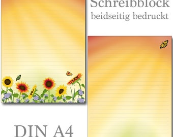 Writing pad A4 Sunflower field 25 sheets lined