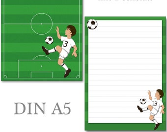 Writing Pad A5 Motif Football 50 Sheet Kicker with Lines Lined Sports Notepad Boys Kids