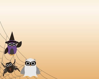 20 sheets writing paper halloween spider owls