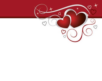 20 sheets writing paper design red hearts - love