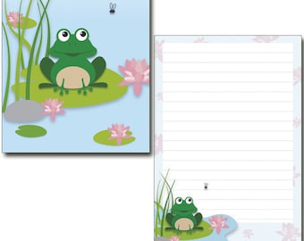 Writing pad DIN A5 Motif nice frog 50 sheets with lines lined Emergency keypad Letter pad Froschkönig Children Stationery