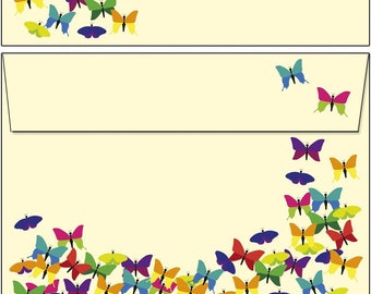 20 envelopes motif colorful butterflies DIN C6 envelopes