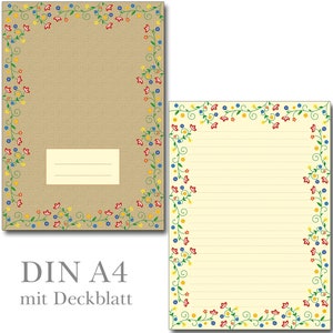 Schreibblock A4 Blütenzauber Vintage 25 Blatt mit Linien liniert Blumen Blüten Briefblock Briefpapier Blümchen Bild 1