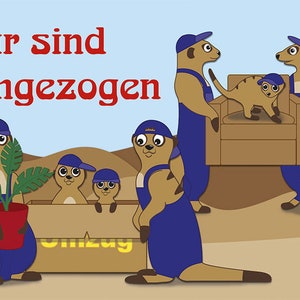 2 Postkarten wir ziehen um Umzug witzig LKW Chaos 1103