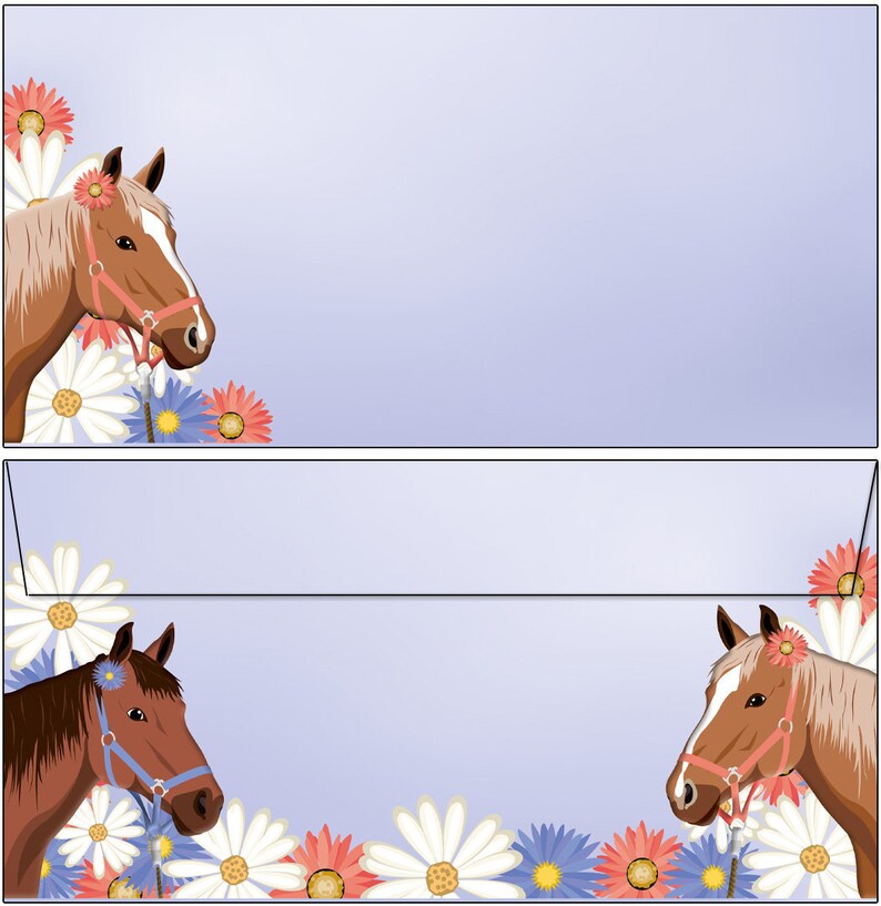 20 Briefumschläge zwei Pferde DIN lang ohne Fenster Bild 1